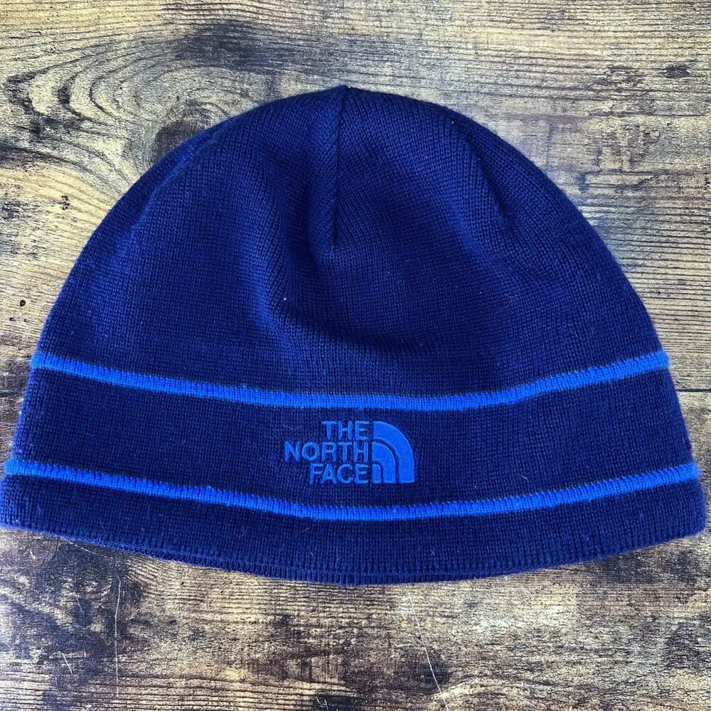 The North Face Embroidered Blue Beanie Hat Cap